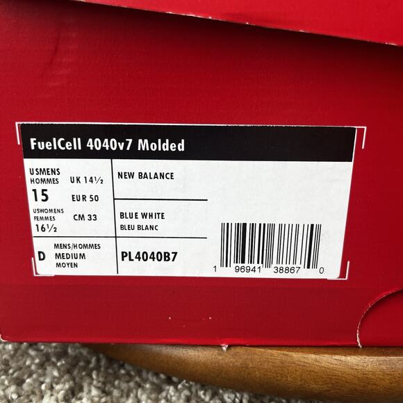 Size 15 - New Balance Men's FuelCell 4040 V7 Molded Team Royal/Optic White Blue - Picture 11 of 15